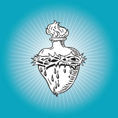 Immaculate Heart of Virgin Mary tattoo illustration Blessed designのイラスト素材