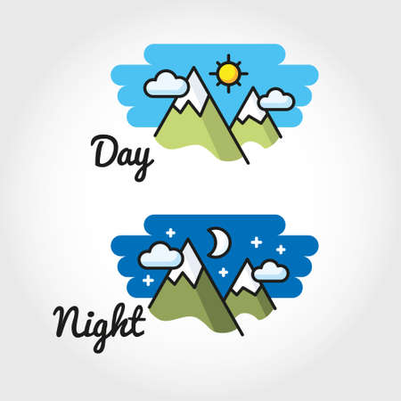 Day and night, sun - moon symbol illustrationのイラスト素材