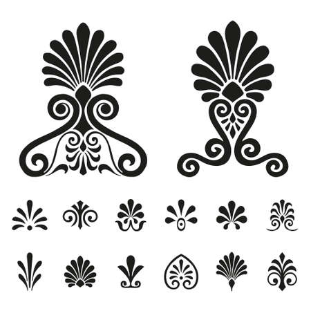 Palmettes elements symbols vector setのイラスト素材