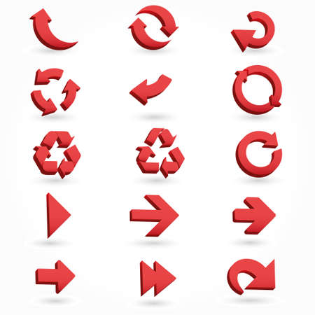 Set of red arrow 3D iconsのイラスト素材