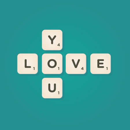 Love message written with tiles vector illustrationのイラスト素材
