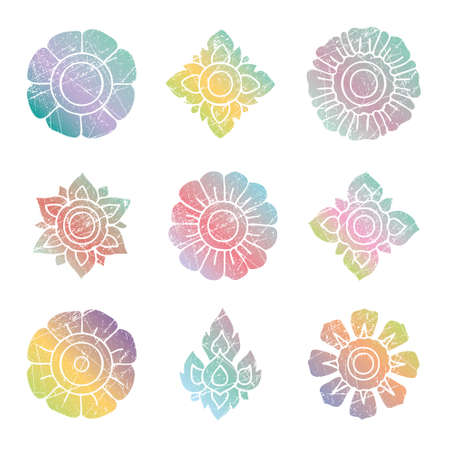 Abstract Floral icon set.のイラスト素材