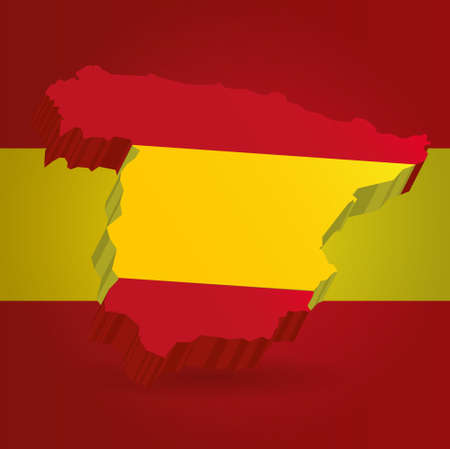 Three dimensional map of Spain in Spanish flag colorsのイラスト素材