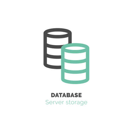 Simple icon of Database flat vector bicolor line design conceptのイラスト素材