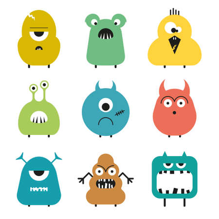 Vector set of cartoon cute funny Colorful monsters
のイラスト素材