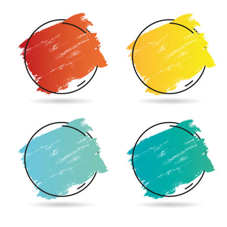 Set grunge brush paint texture design acrylic stroke poster over frame vector. Perfect design for headline, logo and bannerのイラスト素材