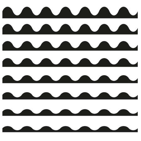 Set of wavy horizontal lines vector design element.のイラスト素材