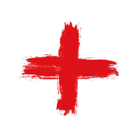 Hand drawn cross. Grunge cross. Cross made with brush stroke on isolated background.のイラスト素材