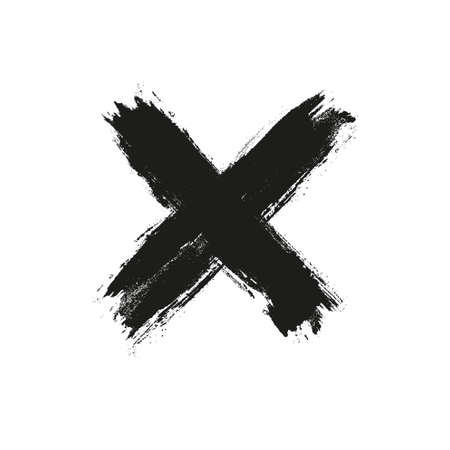 Hand drawn cross. Grunge cross. Cross made with brush stroke on isolated background.