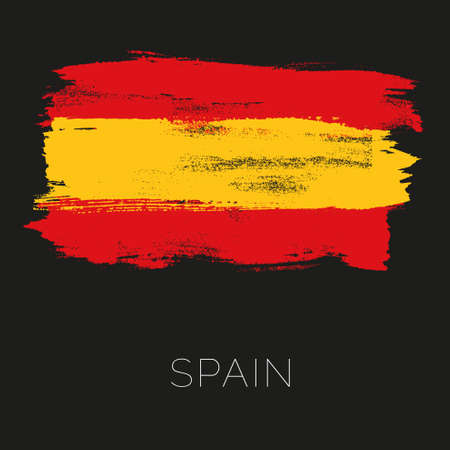 Spain colorful brush strokes painted national country flag icon. Painted texture.のイラスト素材