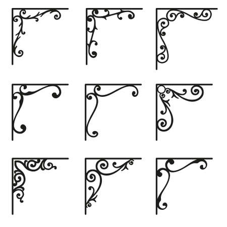 Set of ornamental corners in vintage style.のイラスト素材