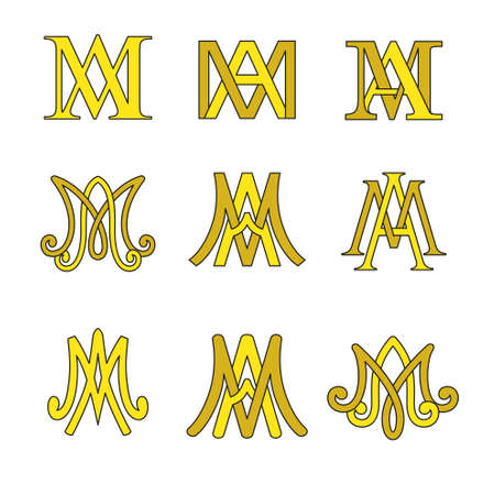 Monogram of Ave Maria symbols set. Religious catholic signs.のイラスト素材