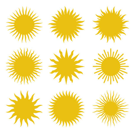 Rays, beams element. Sunburst, starburst shape on white. Radiating, radial, merging lines. Abstract circular geometric shape. Vector set collection.のイラスト素材