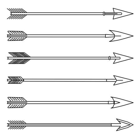 Arrows outline set. Hipster, tribal, indian, boho medieval style.のイラスト素材