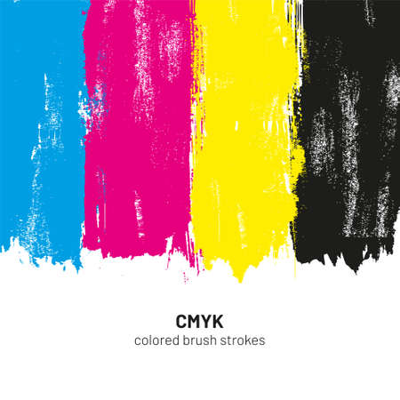 CMYK colored brush strokes vector illustrationのイラスト素材