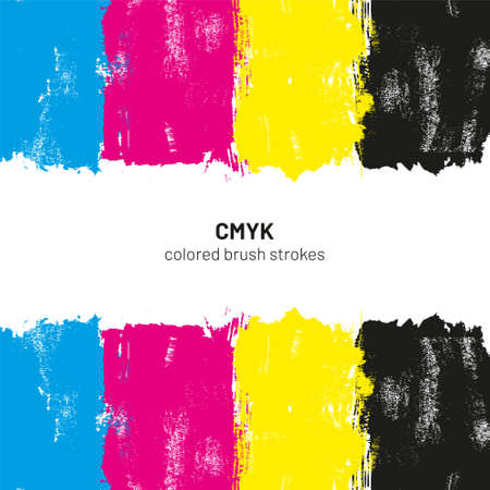 CMYK colored brush strokes vector illustrationのイラスト素材