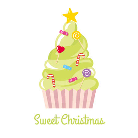 Christmas tree made of sweets and candies vector illustrationのイラスト素材