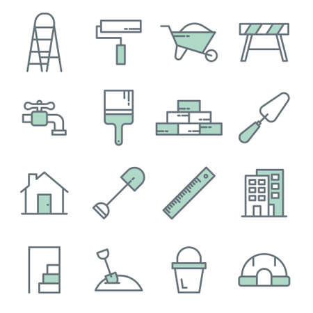Construction tools line icons vector setのイラスト素材