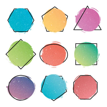 Set of modern abstract banners. Geometric shapes of different colors vectorのイラスト素材