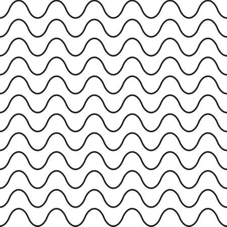 Pattern of black wavy line seamless with white background - Vectorのイラスト素材