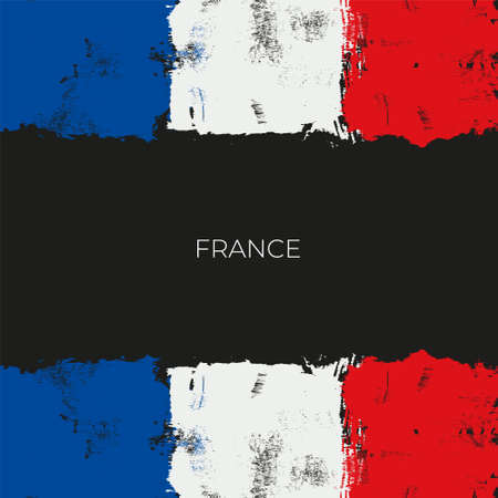 France colorful brush strokes painted national country flag icon. Painted texture.のイラスト素材