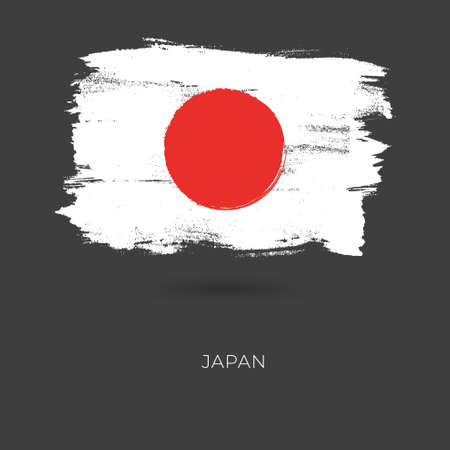 Japan colorful brush strokes painted national country flag icon. Painted texture.のイラスト素材