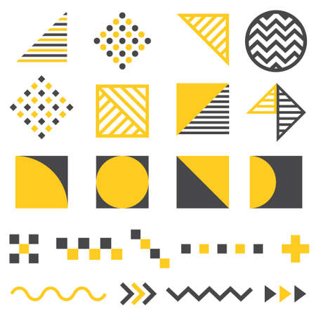 Set of modern abstract design elements, template for your project. Black and golden vector collectionのイラスト素材
