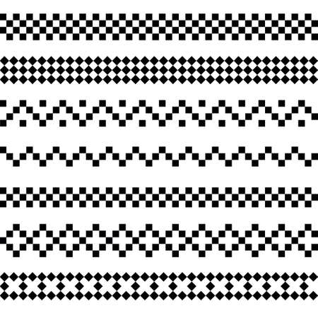Set of mosaic seamless borders and dividers.のイラスト素材