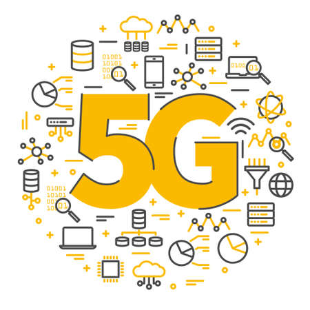 5G sign logo vector illustration. Technology network icons. Illustration wireless 5g internet symbol...