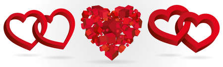 Heart 3d geometric. Isometric illustration vector.のイラスト素材