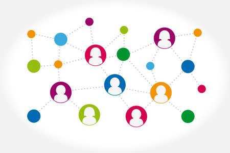 Social network connection concept illustration. Social media icon. Vector illustrationのイラスト素材