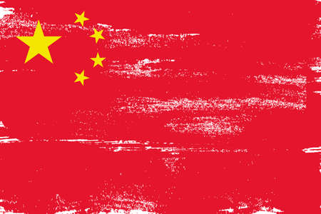 China Flag in Grunge Brush With On White Back. Vector illustrationのイラスト素材