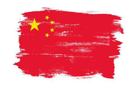 China Flag in Grunge Brush With On White Back. Vector illustrationのイラスト素材