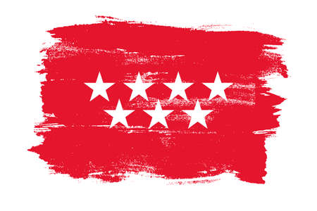 Madrid Flag in Grunge Brush With On White Background. Vector illustrationのイラスト素材