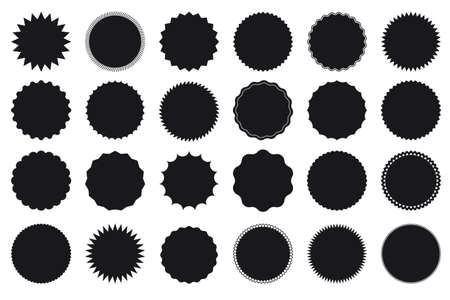 Sticker promo sales or discount set. Label icon sticker. Badge vector black collection.のイラスト素材