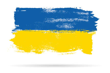 Ukraine colorful brush strokes painted national country flag icon. Painted texture.のイラスト素材