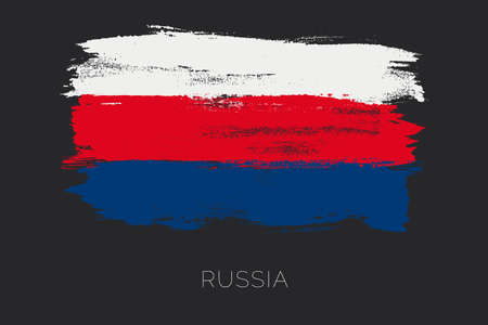 Russia colorful brush strokes painted national country flag icon. Painted texture.のイラスト素材