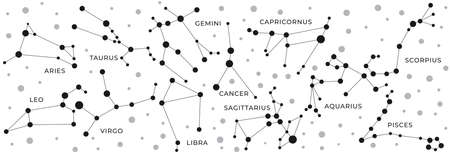 Zodiac constellations. Horoscope and astrology line symbols on white background. vector illustrationのイラスト素材