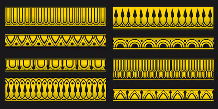 Decorative seamless borders vintage geometric design elements setのイラスト素材