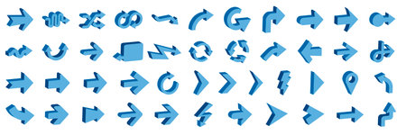 Set of blue 3D arrows. vector illustrationのイラスト素材