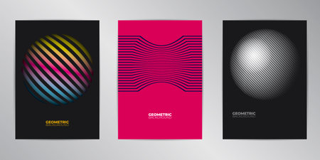 Geometric cover design background set A4 format. Background op art abstract. Flyer, presentation, brochure, banner, poster designのイラスト素材
