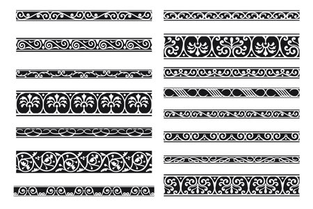 Set of decorative seamless ornamental border - Vector modularのイラスト素材