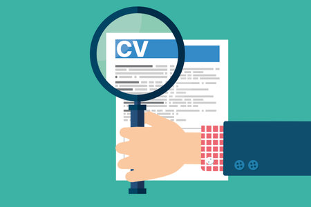 Job interview concept with business resume vector illustration. CV illustration.のイラスト素材