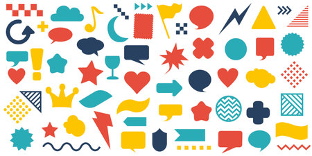 Set of shapes Colorful Vector. Isolated on white background. Collection in modern simple flat designのイラスト素材