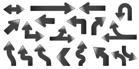 Set of black arrows with gradient effect.のイラスト素材