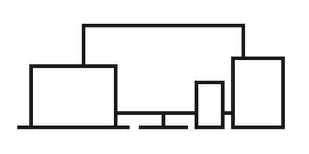 Icon with the devices for the app. Computer, tablet, television and mobile. Online icon, editable and modifiable.のイラスト素材