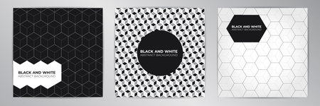 Modern banner design set. Black and white background poster. Vector set.のイラスト素材