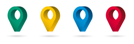 Set color mapping pin location 3d vector iconsのイラスト素材