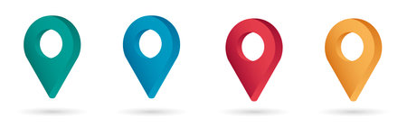 Set color mapping pin location 3d vector iconsのイラスト素材