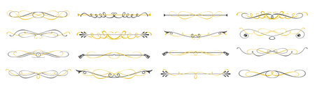 Calligraphic dividers in two colors. Vector page dividersのイラスト素材